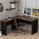 Mesa De Canto em L Para Escritório Tampo 140cm Nogal Mesa De Canto em L Para Escritório Tampo 140cm Nogal