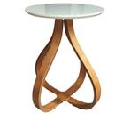mesa de canto gota com 50 cm polida com vidro