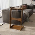 Mesa de Canto Itália Suporte Lateral Sofá com Base Clássica Curva Castanho