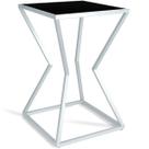 Mesa de Canto Lateral Alta Quadrada para Sala Austria - Branco Preto