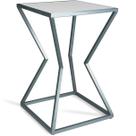 Mesa de Canto Lateral Alta Quadrada para Sala Austria - Prata Branca