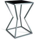 Mesa de Canto Lateral Alta Quadrada para Sala Austria - Prata Preta