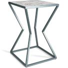 Mesa de Canto Lateral Alta Quadrada para Sala Austria - Prata Vulcano