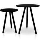 Mesa de Canto Lateral Atlanta Tripé Redonda Tampo em MDF Preta e Preta
