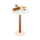 Mesa De Canto Monopé Com Vidro 45cm Branco 70cm Mesa De Canto Monopé Com Vidro 45cm Branco 70cm