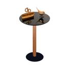 Mesa De Canto Monopé Com Vidro 45cm Preto 70cm Mesa De Canto Monopé Com Vidro 45cm Preto 70cm