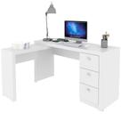 Mesa De Canto Para Escritório Em L Angular Com 3 Gavetas Branco
