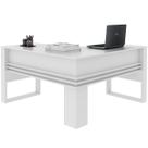 Mesa de Canto para Escritório em L Angular Detalhe Ripado