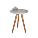 Mesa De Canto Pés Palito Amadeirado Com Tampo Vidro 50cm Off White 60cm