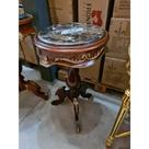 Mesa de Canto Redonda Madeira Torneado Marmore Formosa Bronz Mesa de Canto Redonda Madeira Torneado Marmore Formosa Bronz