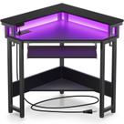 Mesa de canto Rolanstar 113x88x88 cm com efeito fibra de carbono e LED