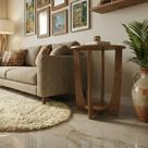 Mesa de Canto Sala de Estar Canadá com Base Clássica Curva Castanho