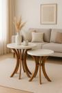 Mesa De Canto Sala Lateral Sofá Kit Cálice 60cm altura e 40cm Altura OFF WHITE Em MDF