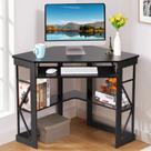 Mesa de Canto VECELO para Computador com Bandeja para Teclado Preta Mesa de Canto VECELO para Computador com Bandeja para Teclado Preta