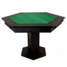 Mesa De Carteado Sextavada c/ Gavetas e Porta Copos