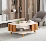 Mesa de centro açai Luxo decorativa Off/Nature JB Móveis