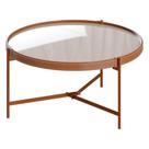 Mesa de Centro Aqua Grande com Vidro Off White Cobre - Imcal