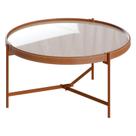 Mesa de Centro Aqua Grande com Vidro Off White Cobre - Imcal