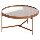 Mesa de Centro Aqua Pequena com Vidro Off White Cobre - Imcal