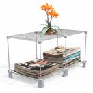 Mesa de Centro Aramada Decorativa para Sala 35x60cm Mesinha de Apoio Estilo Industrial Branca