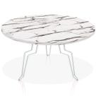 Mesa de Centro Argélia Redonda em Aço e MDF Clean - Branca e Vulcano Mesa de Centro Argélia Redonda em Aço e MDF Clean - Branca e Vulcano
