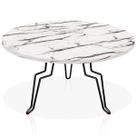 Mesa de Centro Argélia Redonda em Aço e MDF Clean - Preta e Vulcano Mesa de Centro Argélia Redonda em Aço e MDF Clean - Preta e Vulcano