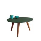 Mesa de Centro Baixa Redonda Pé Palito Castanho Anna Verde Pistache H01 - D'Rossi