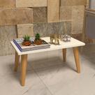 Mesa De Centro Baixa Sala Canto Retangular Pés Palito Retrô