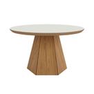 Mesa de Centro Base Hexagonal Nature Off White/Freijó - Dalla Costa Mesa de Centro Base Hexagonal Nature Off White/Freijó - Dalla Costa