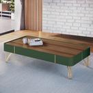 Mesa de Centro Cadenza em MDP/MDF com Pés em Aço Verde Pistache/Castanho G26 - Hb Móveis (FDL)