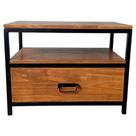 Mesa de Centro, Canto ou Cabeceira Estilo Industrial com 1 Gaveta Ferro cor Preta e Madeira Maciça cor Imbuia Mesa de Centro, Canto ou Cabeceira Estilo Industrial com 1 Gaveta Ferro cor Preta e Madeira Maciça cor Imbuia