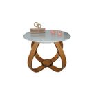Mesa De Centro Cebola Com Vidro 50cm Off White 40cm