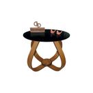 Mesa De Centro Cebola Com Vidro 50cm Preto 40cm