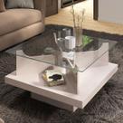 Mesa de Centro Clara com Tampo de Vidro Off White - Pnr Móveis