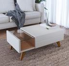 Mesa De Centro com 1gav e Vidro Noronha Off White Cod: 250.086