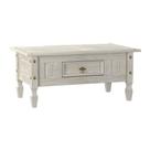 Mesa De Centro Com Gaveta Em Madeira 100x60x45 Cm Pátina Branca Elliottiis