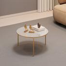 Mesa de Centro com Tampo Redondo e Pés em Metal Dourado Cleia Bali - MABE MAGAZINE