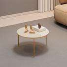 Mesa de Centro com Tampo Redondo e Pés em Metal Dourado Cleia Off White - MABE MAGAZINE
