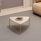 Mesa de Centro com Tampo Triangular e Pés em Metal Dourado Lina Off White - MABE MAGAZINE