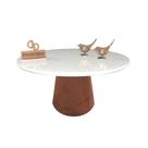 Mesa De Centro Com Vidro 80cm E Base Cone Envernizada Branco 35cm