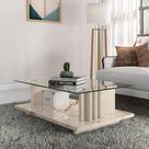 Mesa de Centro com Vidro Atenas Calacata Off-White