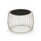 Mesa de Centro Creta 57 cm (LARG) com Tampo de Vidro Preto Base Aco Cobre - 56937