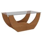 Mesa de Centro Curavada com Tampo de Vidro Guaira Cinamomo