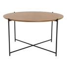 Mesa de Centro Dallas Redonda Nacional Móveis 82 cm (largura) Tampo MDF Amêndoa Base em Metal Preto