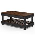 Mesa de Centro de Madeira com Prateleira Walnut Distressado Mesa de Centro de Madeira com Prateleira Walnut Distressado