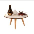 Mesa de Centro Decorativa Escritório Sala Estar Off White Freijo Dubai