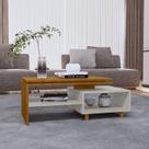 Mesa de Centro Decorativa Lima Tampo Duplo Design Moderno Marrom Naturalle/Off-White Mesa de Centro Decorativa Lima Tampo Duplo Design Moderno Marrom Naturalle/Off-White