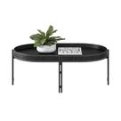 Mesa de Centro Decorativo Grimaldi Base Aço com Detalhe em Couro Preto G77 - Gran Belo Mesa de Centro Decorativo Grimaldi Base Aço com Detalhe em Couro Preto G77 - Gran Belo