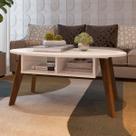 Mesa de Centro Diva 2 Nichos Off White/Cedro - Pnr Móveis