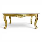 Mesa de centro dourado com tampo em marmore 43x93x62cm